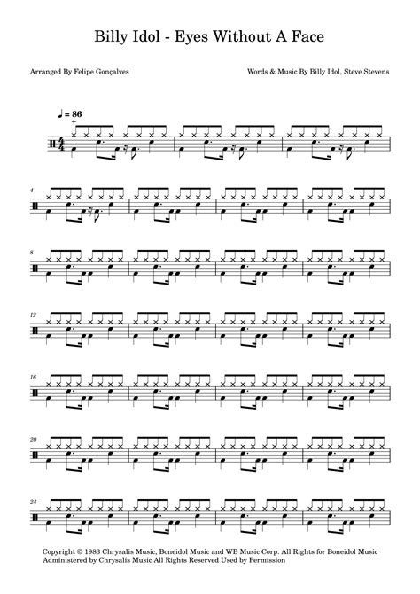 Eyes Without A Face Drum Tab