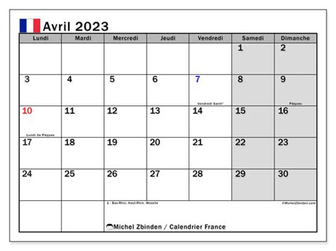 férié avril 2023 france
