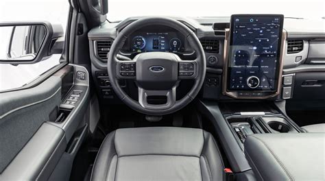 Interior dashboard of the F-150 Ford Lightning showcasing advanced technology