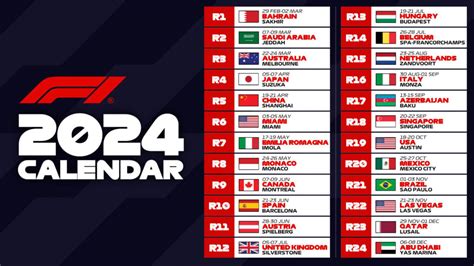 f-1 racing schedule 2024