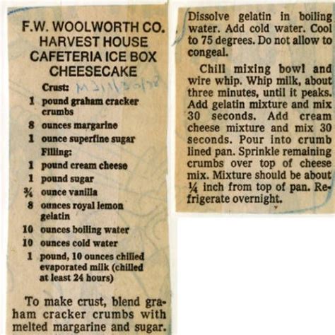 f.w. woolworth recipes
