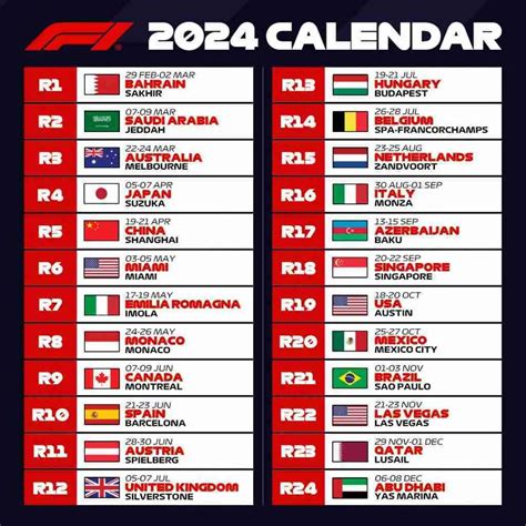 F1 2024 Career Mode Calendar 2024