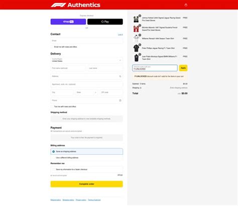 F1 Authentics Coupon