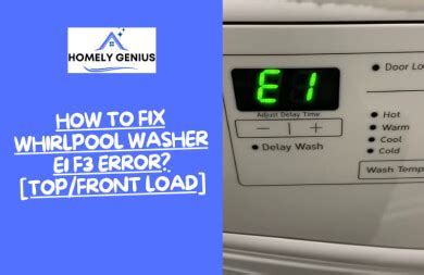 F3 E1 Error Code Whirlpool Washer Front Load