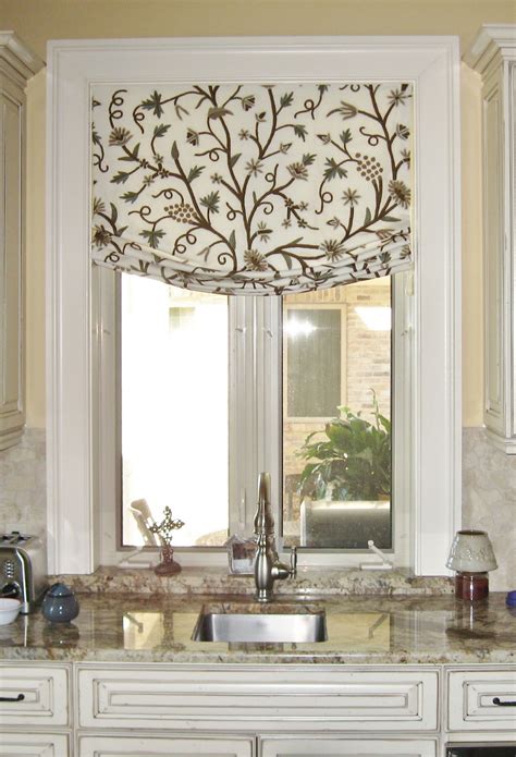fabric roman shades for kitchen