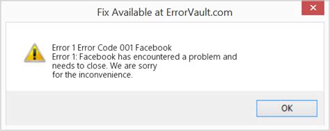 facebook error code 1 fix
