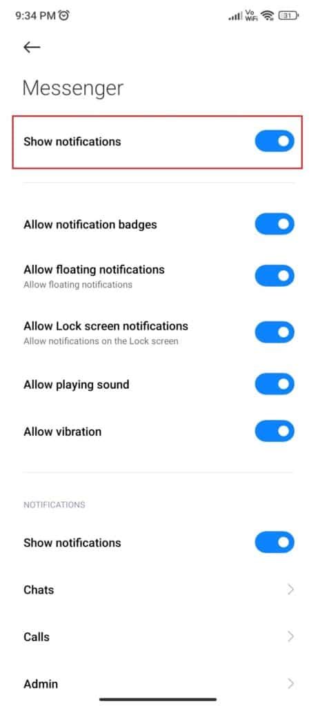 facebook messenger notifications not working on android