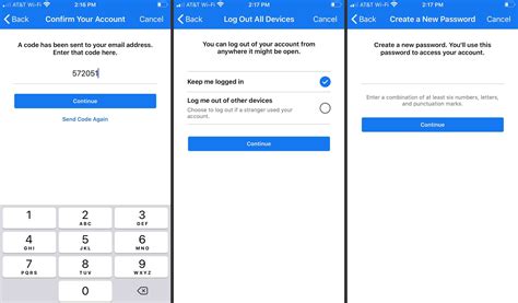 facebook password reset code
