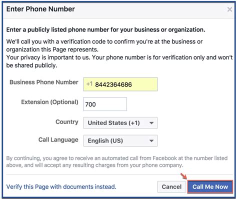 facebook verification code phone number