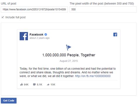 facebook video embed code