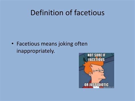 Facetious Definition