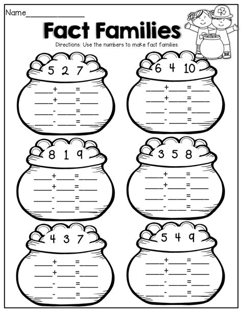 Fact Family Numbers Worksheets Activity Shelter
