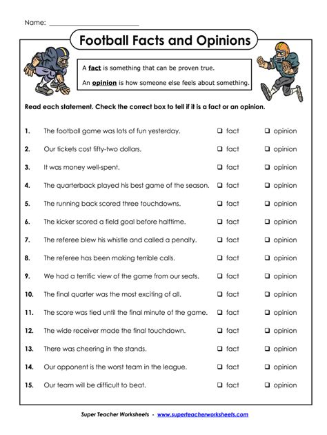 fact or opinion worksheet grade 1