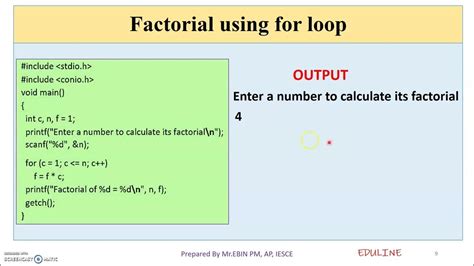 factorial program in javascript using for loop w3schools