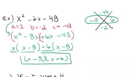 factoring trinomials using the x method