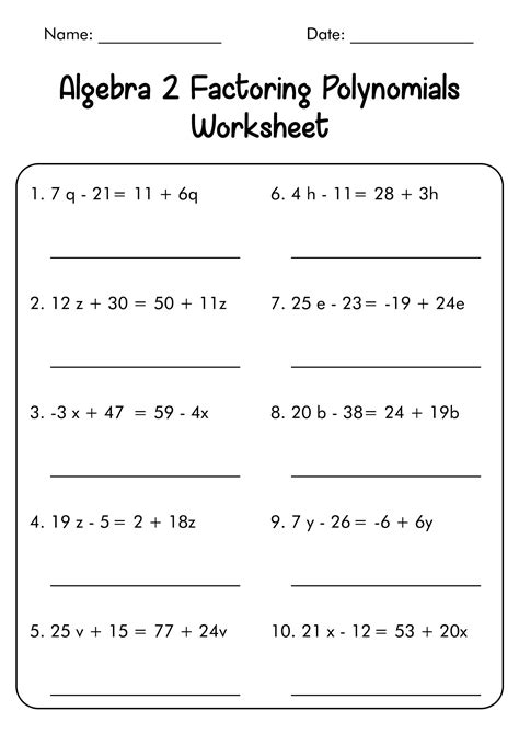 factoring trinomials worksheet algebra 2