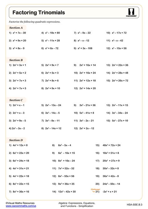 30 Worksheet Factoring Trinomials Answers Education Template