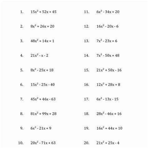 factoring worksheet with answers pdf a 1