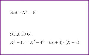 factoring x 2 - 16
