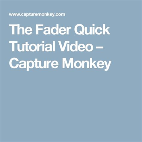 Fader Capture Monkey