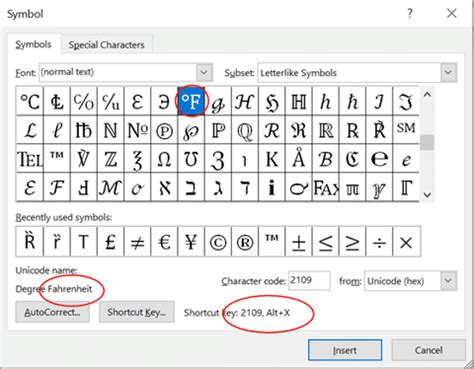 fahrenheit symbol in word