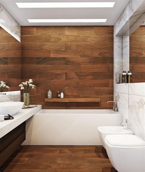 Idée décoration Salle de bain carrelage sol salle de bain effet bois