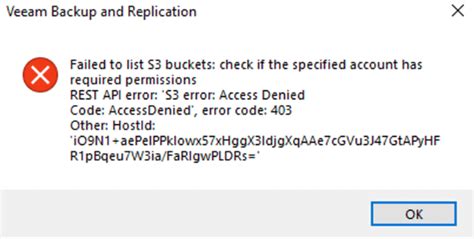 Failed To List S3 Buckets Veeam