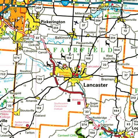 fairfield county ohio road map