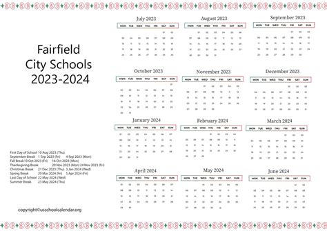 fairfield school calendar 2023-24