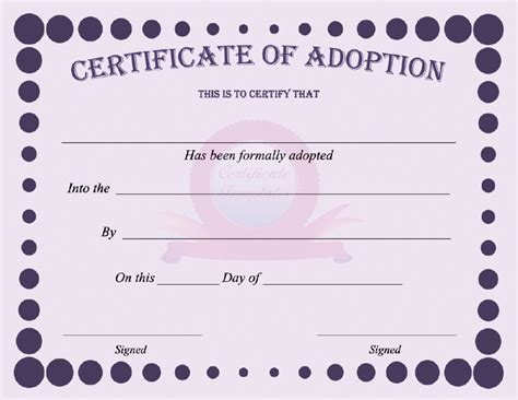 Fake Adoption Certificate Free Printable Free Printable