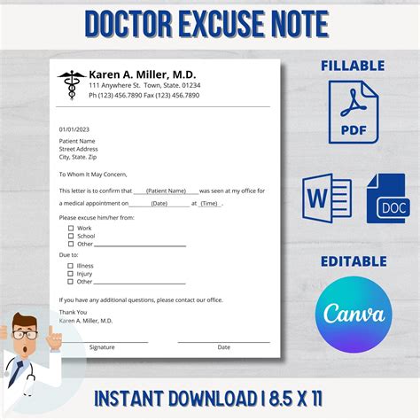 014 Fake Doctor Excuse For Work Template Download Doctors Intended For