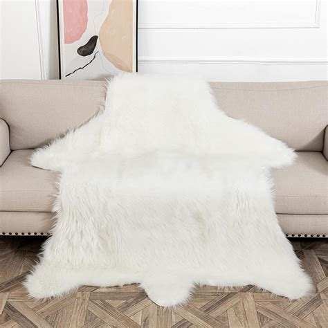 home.furnitureanddecorny.com:fake fur white bear rug
