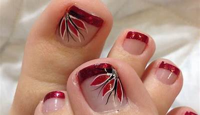Fall Color French Tip Toe Nails