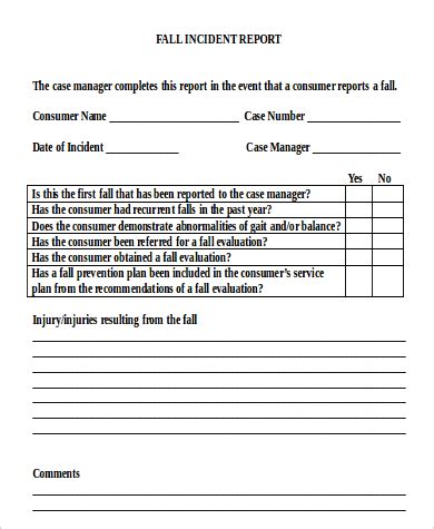 Fall Incident Report Template in Word, Apple Pages