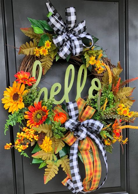Best Fall Wreath Fall Wreaths for Front Door Sunflower Etsy
