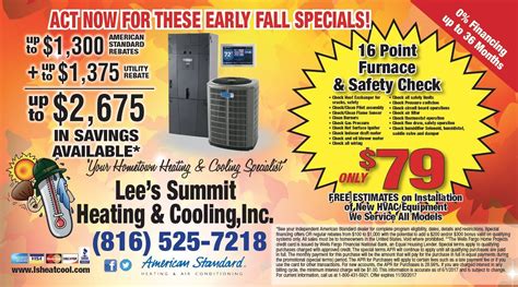 fall 2023 specials for heating in sacramento