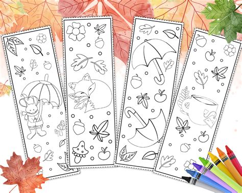 Fall Bookmarks To Color