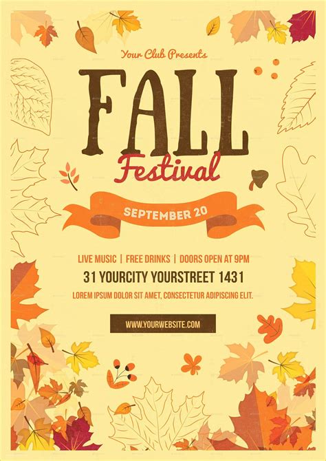 Free Fall Party Flyer Templates autumn party flyer template vectors