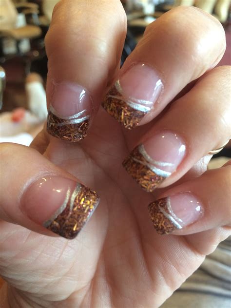 Fall Glitter French Tip Nails