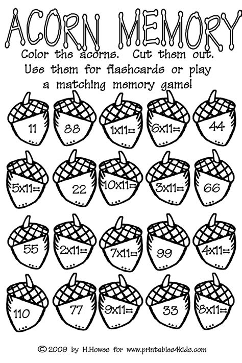 Fall Kids Worksheet Multiplication