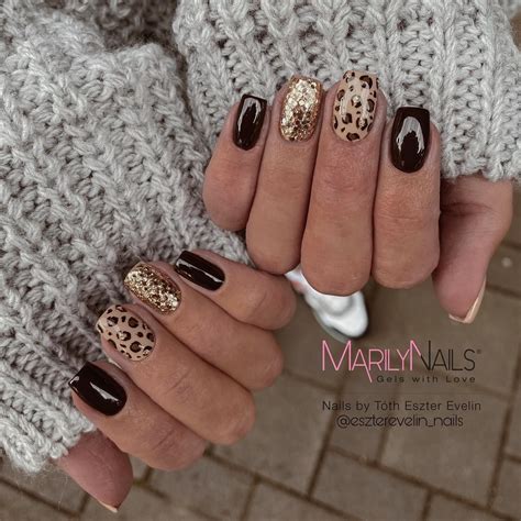 Fall Leopard Nails Glitter