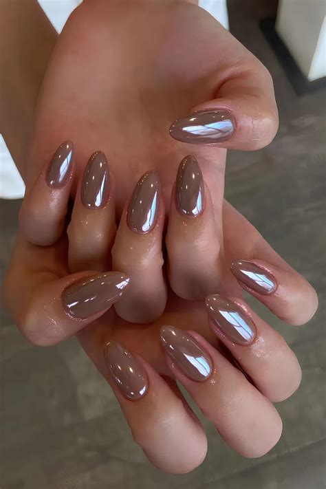 Fall Nails Light Brown Chrome