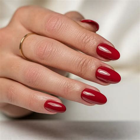 Fall Nails Oval Shape Red