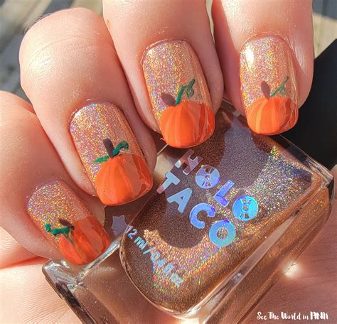Fall Nails Pumpkin Short