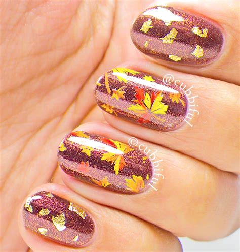 Fall Nails With Maple Leaves
