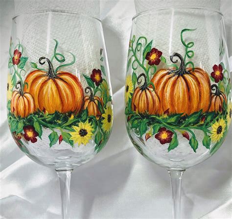 fall painted wine glasses