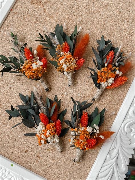 Fall Wedding Boutineers Simple