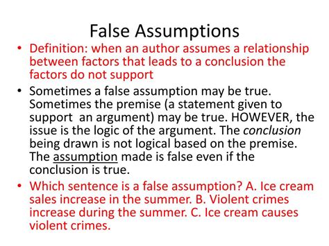 false assumption examples