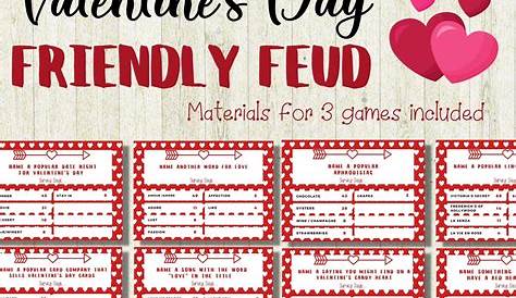 Family Feud Questions For Valentine's Day Valentines Game Valentines Games Printable Etsy