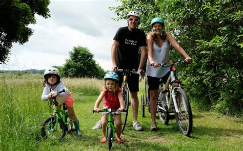 family cycling near london